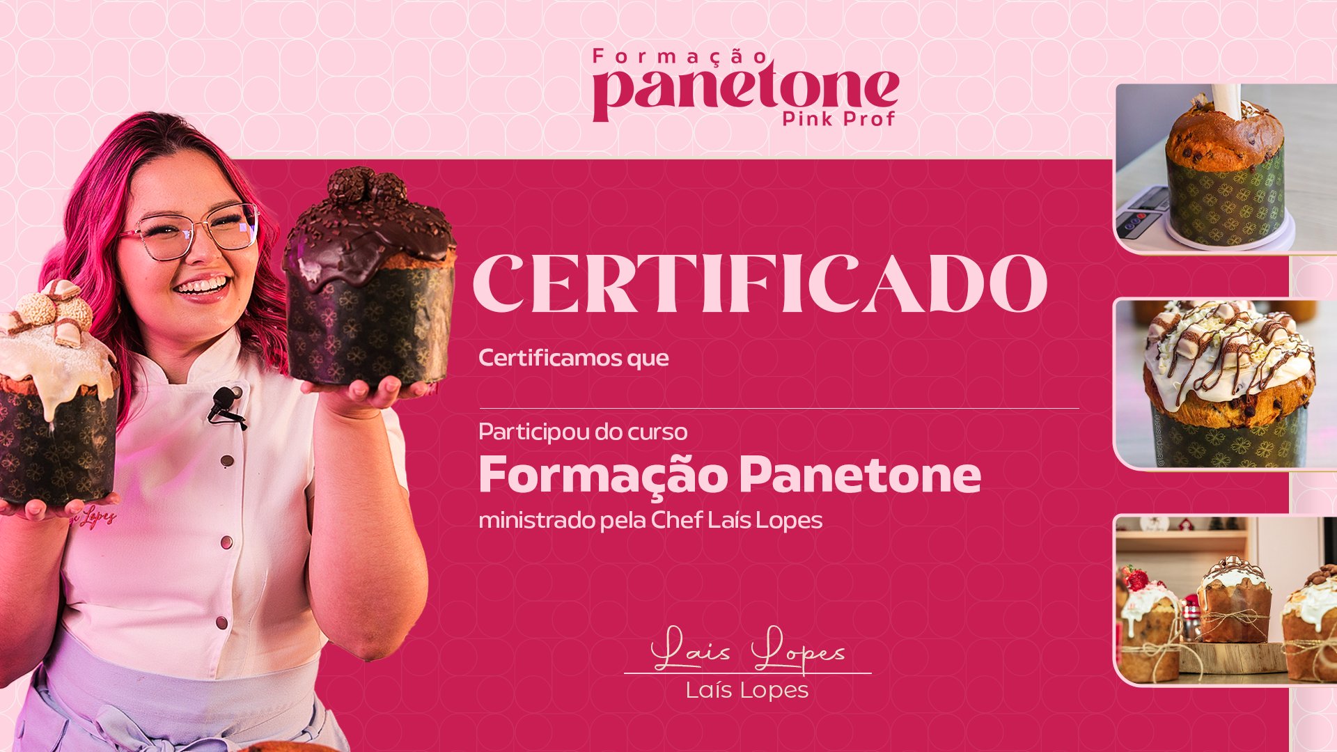 Certificado da Formação Panetone assinado pela Chef Laís Lopes